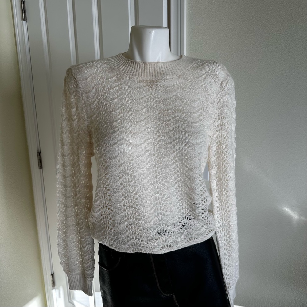 Mango Cream Wool Blend Sweater
